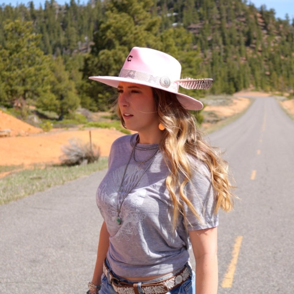 Charlie 1 Horse Western Felt Hat Sidewinder Pink - Picture 6 of 6